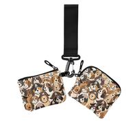 Retro Cartoon Pirates Dog Dual Coin Purse Credit Card Holder Wallet Mini Fashion Key Chain Wallet Change Purse with Zipper Pocket for Women 2 Pcs