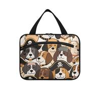 Retro Cartoon Pirates Dog Hanging Travel Bags for Men with Hook, Designer Foldable Makeup Bag for Travel Essentials Bathroom cartera para maquillaje L