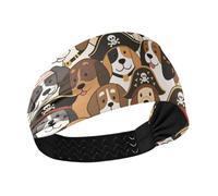 Retro Cartoon Pirates Dog no slip running headband Stretchy hairbands for women's hair for basketball Running Volleyball Volleyball