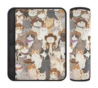 Retro Cartoon Western Cowboy Cat 2 pcs seat Belt Covers for Adults Stop seat Belt Cutting into Neck for SUV funda para cinturón de carro