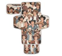 Retro Cartoon Western Cowboy Reusable Baby Changing mat with Tissue Pocket Baby Diaper Changing pad with Built-in Pillow cambiador de pa?ales para Bebes