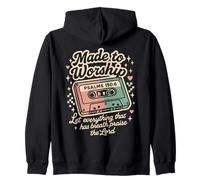 Retro Cassette Made to Worship Psalms 150:6 Christian Music Zip Hoodie