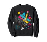 Retro Cassette Pencil Geometric Shapes Music Nostalgia Sweatshirt