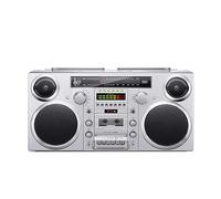 Retro Cassette Player Boombox, Portable Bluetooth CD Player, AM/FM Radio, CD/USB/Cassette/Bluetooth/AUX Input, Built-In Speaker, High Fidelity Cassette Boombox white