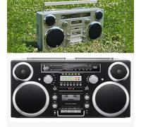 Retro Cassette Player Boombox, Portable CD Player Radio with Stereo Speakers, 6 Playback Modes, Aux In, USB/SD Conversion for Home & Travel
