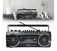 Retro Cassette Recorder, Portable Boombox CD Tape Player,with Dual Big Speakers,for Family Gatherings Living Room and Travel. (Black)
