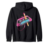 Retro Cassette Tape 80s 90s Vibe Fun Throwback Party Costume Zip Hoodie