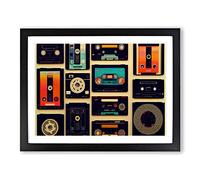 Retro Cassette Tape Art Framed Print | A2 Black Framed Wall Art | Ready to Hang | Retro Nature Picture | Living Room Bedroom Lounge Office