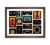 Retro Cassette Tape Art Framed Print | A4 Walnut Framed Wall Art | Ready to Hang | Retro Nature Picture | Living Room Bedroom Lounge Office