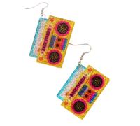 Retro Cassette Tape Earrings 80s 90s Neon Acrylic Earrings Vintage Outfits Halloween Earring, Acrylic, No Gemstone