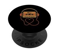 Retro Cassette Tape Headphones Vintage 80s 90s Music Vibe PopSockets Adhesive PopGrip