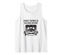 Retro Cassette Tape Home Taping is Killing Music Distressed Tank Top