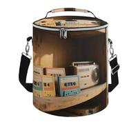 Retro Cassette Tape Lunch Bag 15L, Insulated Picnic Basket with Leakproof Design - Large Cooler Tote for Camping, Beach, Hiking & Groceries