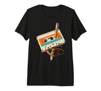 Retro Cassette Tape & Pencil Rewind Nostalgia Party 80s 90s Premium T-Shirt