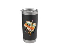 Retro Cassette Tape & Pencil Rewind Nostalgia Party 80s 90s Stainless Steel Insulated Tumbler