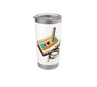 Retro Cassette Tape & Pencil Rewind Nostalgia Party 80s 90s Stainless Steel Insulated Tumbler
