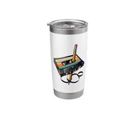Retro Cassette Tape & Pencil Rewind Nostalgia Party 80s 90s Stainless Steel Insulated Tumbler