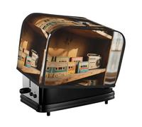 Retro Cassette Tape Toaster Cover 2 Slice, Waterproof Bread Machine Covers with Pockets Universal Size Kitchen Small Appliance Cover with Handle, Dust and Fingerprint Protection