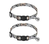 Retro Cassette Tapes Black Puppy Collar with Bell 2 Pack Pet Collars Adjustable 10.6 to 17.1 Inches