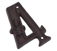 Retro Cast Iron Door Address Number, Black Vintage House Plaque | Weather Resistant Finish, Hand Hammered Antique Surface, Matching Screws Included, for Brick Facades and Doors