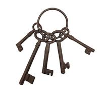 Retro Cast Iron Key Ring, Antique Distressed Style, Pirate Treasure Chest Key Set, Suitable for Garden Farmhouse Decoration, Dark Grey