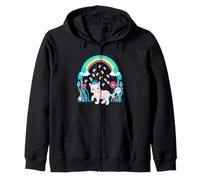 Retro Cat 60s Vintage 80s Girl Child Zip Hoodie