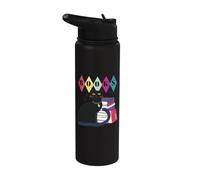 Retro Cat and Book Lover Midcentury Atomic Age Stainless Steel Insulated Water Bottle