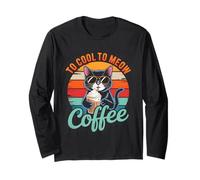 Retro Cat Coffee Lover Design for Cat Moms and Pet Owners Long Sleeve T-Shirt