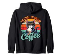 Retro Cat Coffee Lover Design for Cat Moms and Pet Owners Zip Hoodie
