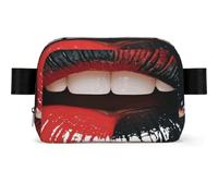 Retro Cat Fanny Pack Crossbody Waist Bag Pack Waterproof Mini Belt Bag Bum Hip Bag for Men Women, Red And Black Lips, One Size