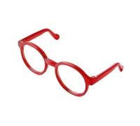 Retro Cat Glasses Red Round Frame Clear Lenses for Small Pets | Durable plastic pet glasses feature round frames plus clear lenses designed for trendy cats Red