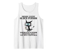 Retro Cat Inside Every Older Person is A Younger Person Meme Tank Top