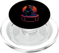 Retro Cat On Round Trampoline Trampoline Jumper PopSockets PopGrip for MagSafe