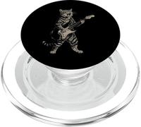 Retro Cat Playing Guitar Boho Style 90s Music Lover Art PopSockets PopGrip for MagSafe
