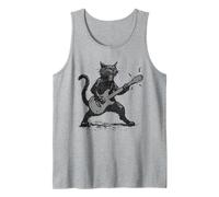 Retro Cat Playing Guitar Rock Music Funny Cats Lover Vintage Tank Top