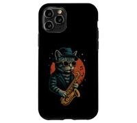 Retro Cat Playing Saxophone For Jazz Music Lovers Cat Dad Case for iPhone 11 Pro