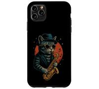 Retro Cat Playing Saxophone For Jazz Music Lovers Cat Dad Case for iPhone 11 Pro Max