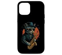 Retro Cat Playing Saxophone For Jazz Music Lovers Cat Dad Case for iPhone 12/12 Pro