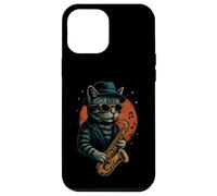 Retro Cat Playing Saxophone For Jazz Music Lovers Cat Dad Case for iPhone 12 Pro Max
