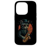 Retro Cat Playing Saxophone For Jazz Music Lovers Cat Dad Case for iPhone 14 Pro
