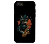 Retro Cat Playing Saxophone For Jazz Music Lovers Cat Dad Case for iPhone SE (2020) / 7 / 8