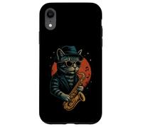 Retro Cat Playing Saxophone For Jazz Music Lovers Cat Dad Case for iPhone XR