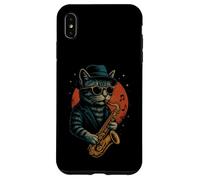 Retro Cat Playing Saxophone For Jazz Music Lovers Cat Dad Case for iPhone XS Max