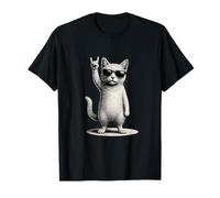 Retro Cat Rock Music Men Kids Women Funny Cat T-Shirt
