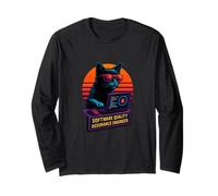 Retro Cat Testing Software Quality Assurance Engineer Long Sleeve T-Shirt