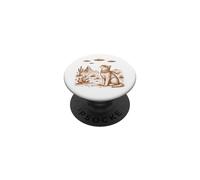 Retro Cat UFO Desert Vintage Illustration Alien Sci-Fi Art PopSockets Adhesive PopGrip