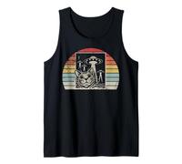 Retro Cat UFO Spaceship Adventure Tank Top