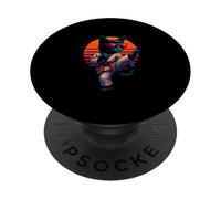 Retro Cat With Kick Pose Martial Artist Taekwondo Fighter PopSockets Adhesive PopGrip