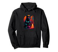 Retro Cat With Launch Wires Model Rocketry Rocketeer Pullover Hoodie