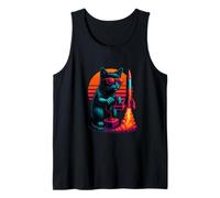 Retro Cat With Launch Wires Model Rocketry Rocketeer Tank Top